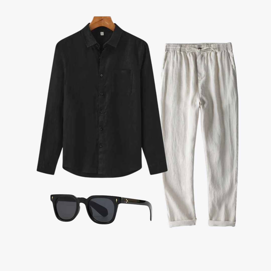 Bagni di Tiberio's Summer Set™ | Button-Up, Drawstring Pants & Retro Sunglasses